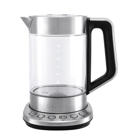 Electric kettle KitFort KT-622, glass, 1.7 l, 2200 watts, adjustment t °, silver-3