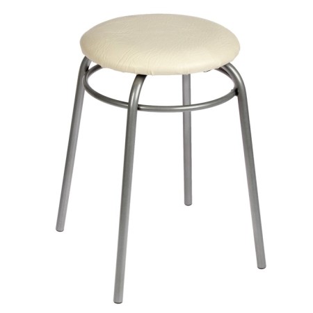 Stool "Ring", silver metallic color / milk