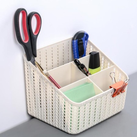 Organizer "Knitting", 5 sections, color white rattan-4
