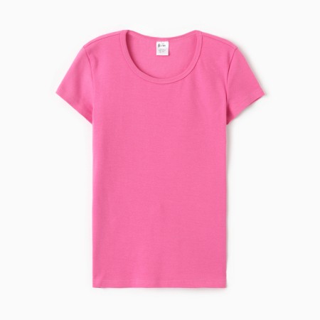 T-shirt female o-shaped neckline, pink color, size 52