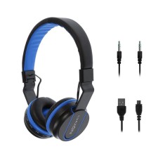 Wireless headphones Luazon HQ-3, folding, microphone, microSD, black and blue