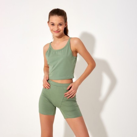 T-shirt shortened female minku: Basic line olive color, river 48