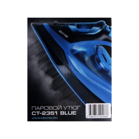 Iron CENTEK CT-2351, 2200 watts, ceramic soles, 300 ml, blue-1
