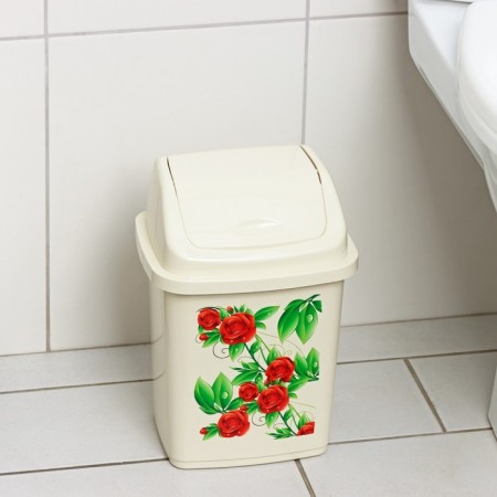Garbage container with "Comfort" decor, 5 l, 18.8 × 15 × 20.5cm, color mix-1