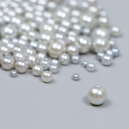 Beads for creativity plastic "Round. Silver" d = 3-8 mm, set 10 grams-1