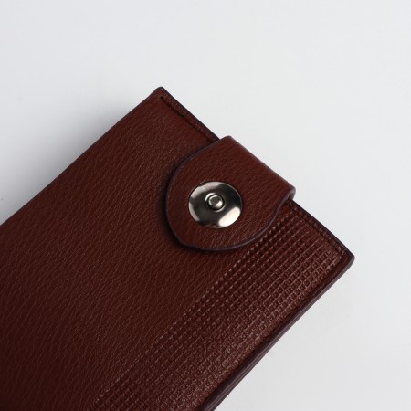 Male purse for magnet, department for cards, coins, brown color-3