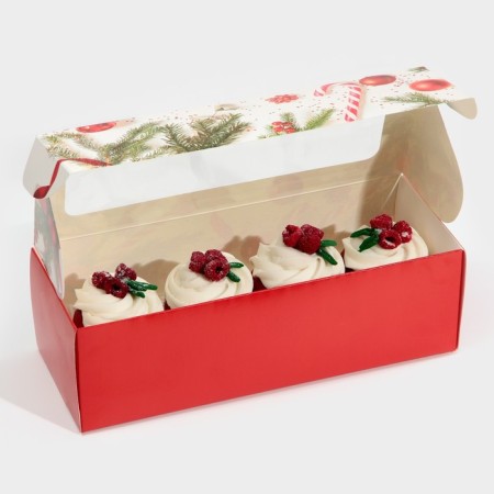 Box for confectionery with the Window "New Year's Classic", 26 x 10 x 8 cm, New Year-1