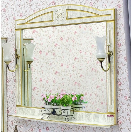 Sanflor mirror "Adele 100", white color/patina gold