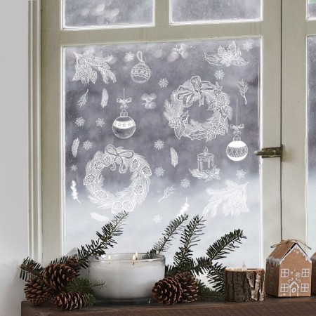 Stick for windows "New Year's ornaments", reusable, 33 x 50 cm, new year-1