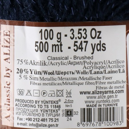 Yarn "Angora Gold Simli" 75% acrylic, 20% wool, 5% metallic 500m/100g (58 T.Sini)-1