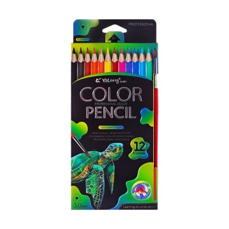 Pencils of watercolor 12 colors, in a cardboard box, triangular, der, with cysts, animal mix-8