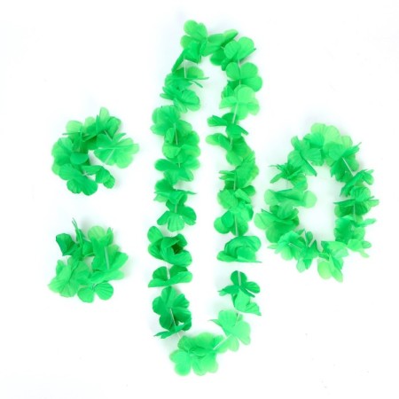Hawaii set "Flowerers", (necklace, wreath, 2 bracelets), light color-1