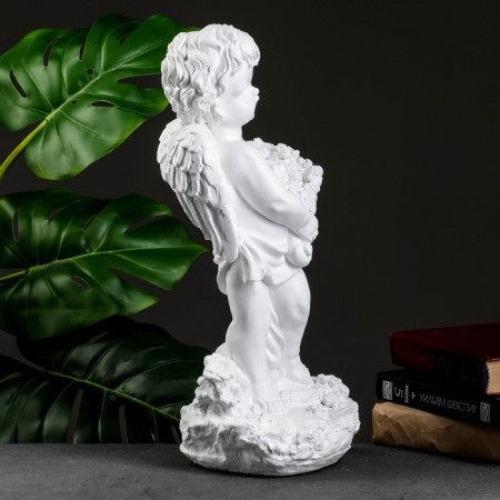 Figure "Angel with flowers" Big white 20x19x42cm-1