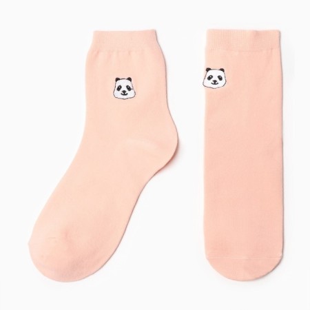 Unisex socks "Panda", peach color, size 36-42