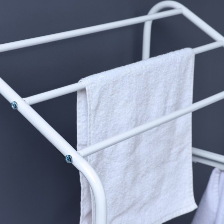 Roster with a double underwear basket and crossbars, 2 tier, white color, 60x35x160 cm-4