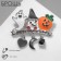 Brooch "Ghost", snowman and pumpkin, colored in silver