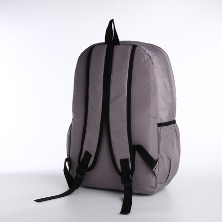 Youth backpack from textiles, 3 pockets, wallet, gray color-4