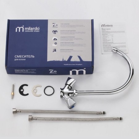 MILARDO Tring TRISB0JM05 kitchen mixer, two -wound, high spout 285 mm, chrome-3