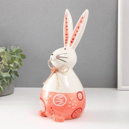 Souvenir Ceramics "Sleepy Rabbit with Bantik" White-Permisial 11.8x10.5x24.2 cm-1
