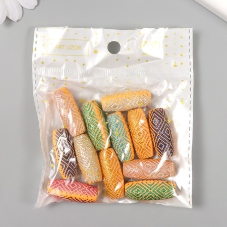Beads for creativity plastic "Ethno. Double rhombus. Hologography" set 30 grams 1.2x1.2x3 cm-3