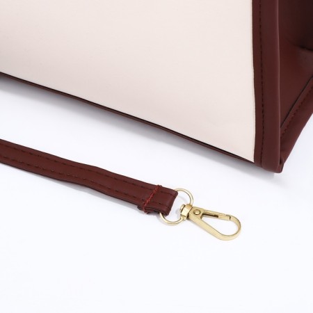 Cross-Bodi Bag on a zipper, white/brown color-5