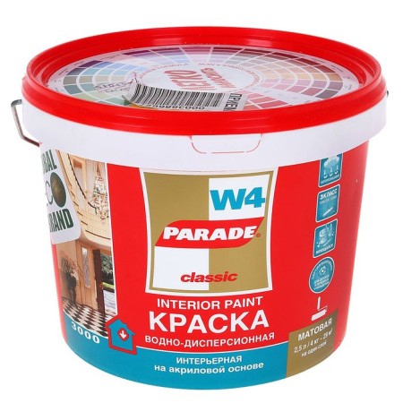 Acrylic interior paint Parade W4 wear -resistant white matte 2.5l