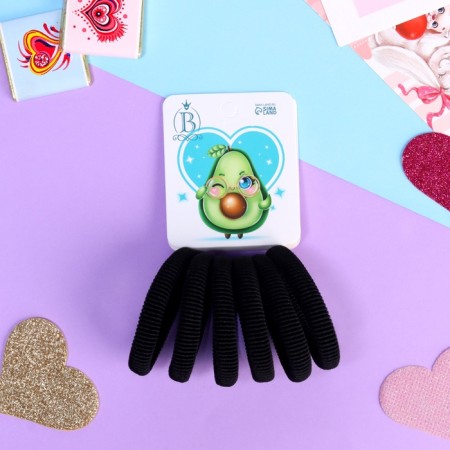 Hair gum "Avocado Love" (set of 6 pcs) glasses, 4 cm, black