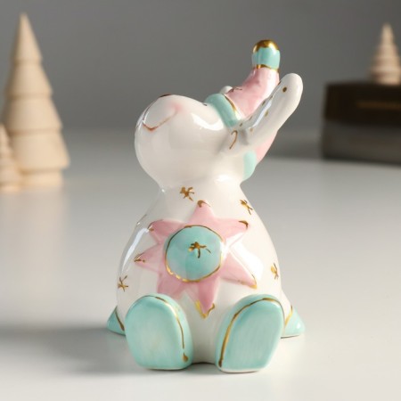 Souvenir ceramics "Losik, pink cap, white horns" 11.1x11.3x7.7 cm-4