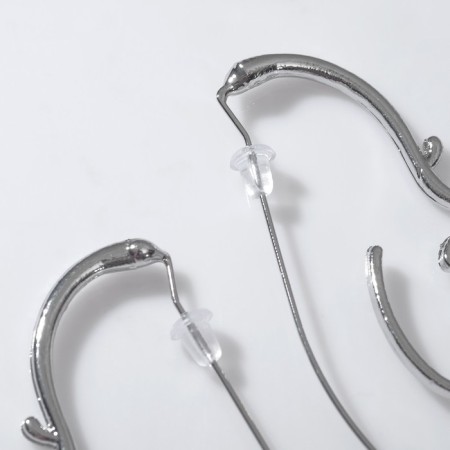 Earrings Metal "Faces" Profile, Silver Color-1