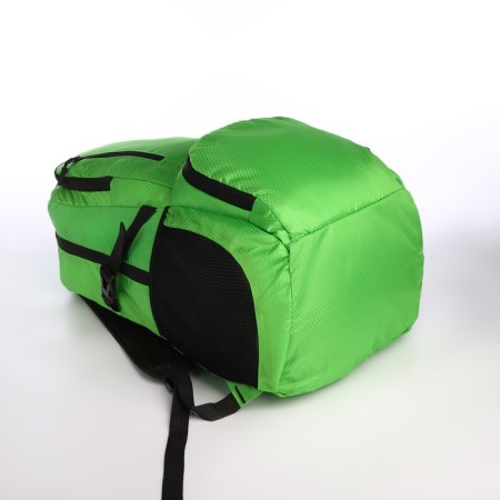Folding backpack on lightning from textiles, 5 pockets, green color-4