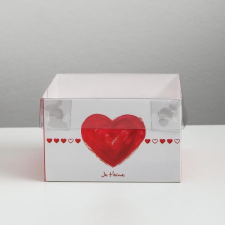 Capcake box, confectionery packaging, 4 cells "Ja T`Aime", 16 x 16 x 10 cm-1