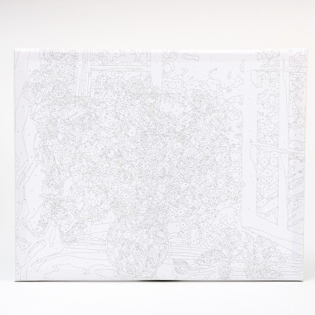 Picture on numbers on canvas with a subframe of “poppy on the window”, 40 x 50 cm-1