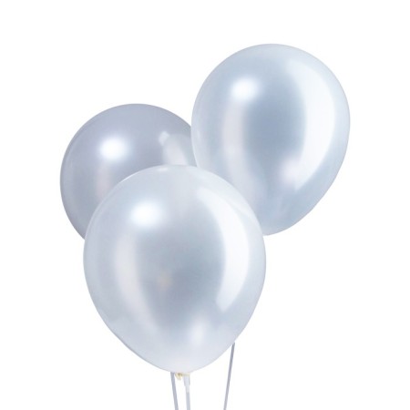 Latex ball 12 ", metal, set 12 pcs., White color