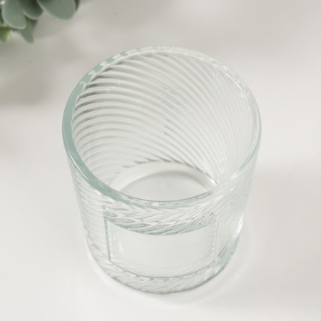 Bank for candles glass "inclined lines" transparent 200 ml 7.5x7.5x8.2 cm-2