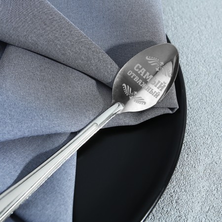 A teaspoon spoon with an engraving “best of the best”, on a gift postcard, 3 x 14 cm.-3