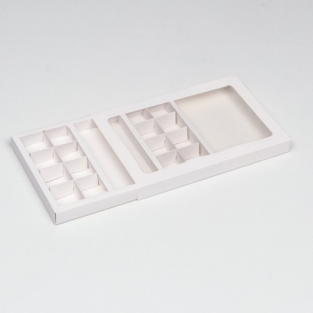Box of 8 + 8 sweets + chocolate, with a window, white 30 x 19.5 x 3 cm-3