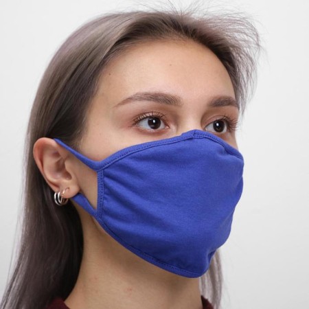 Mask for the face is reusable of 100 % cotton, 2-layer, blue, 19 x 13 cm-2