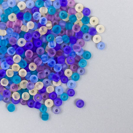 Glass 8/0 "Matte translucent. Melange blue-violet" 10 g-1