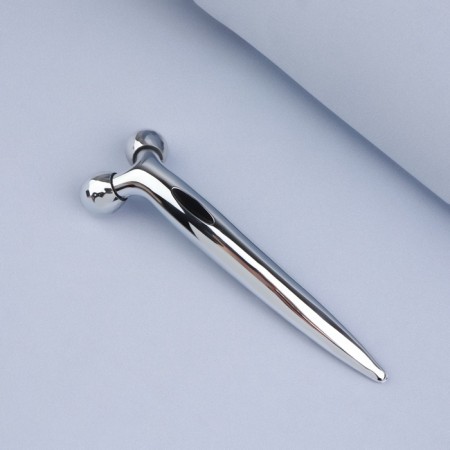 Massage for the face and neckline, 2 balls, 14.3 × 4.5 cm, silver color-2