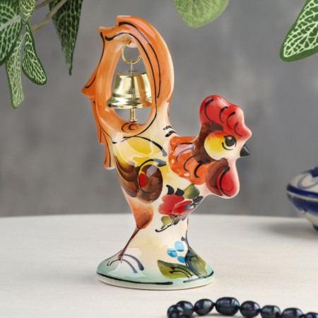 Souvenir "Cockerel with a bell", color, gzhel-9