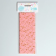 Stars of cocktail tubes, set 12 pcs., Pink color