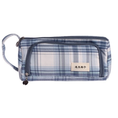 School Penal on the zipper 2 departments "Scotland", gray-white-1