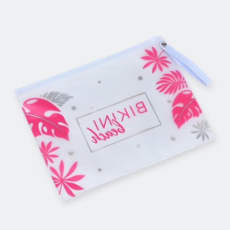 Bag for a swimsuit with a zipper, white/pink color-5