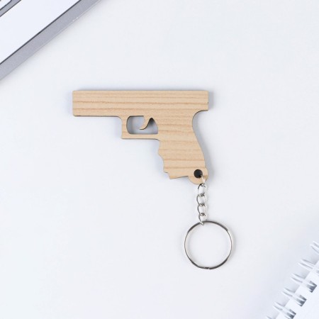 Key keychain wooden "Pistol", 6.7 x 4.6 cm-3