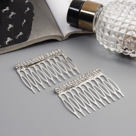 Hair crest "Medea", set 2 pcs., Classic, 5 × 4 cm, silver