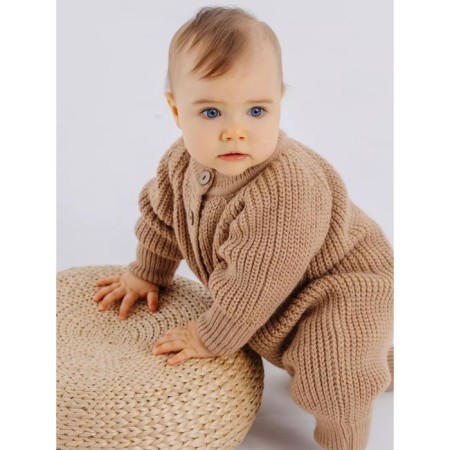 Knit Knitted Knitwear Combineson, height 74 cm, beige color-1