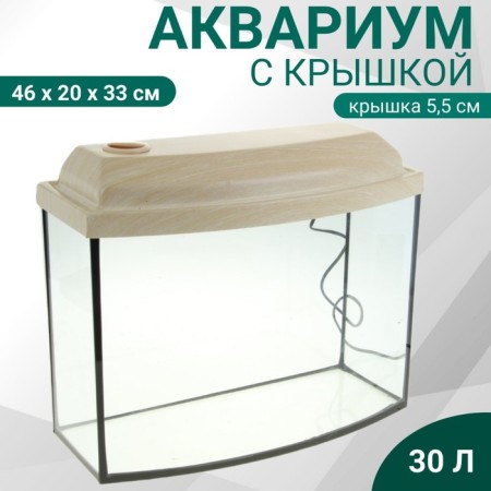 Aquarium "TV" with a lid, 30 liters, 46 x 20 x 33/38.5 cm, bleached oak