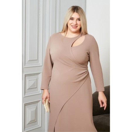 Female dress, size 56, beige color-2