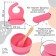 Set for feeding: bib, plate on a suction cup, spoon, me, I, pink