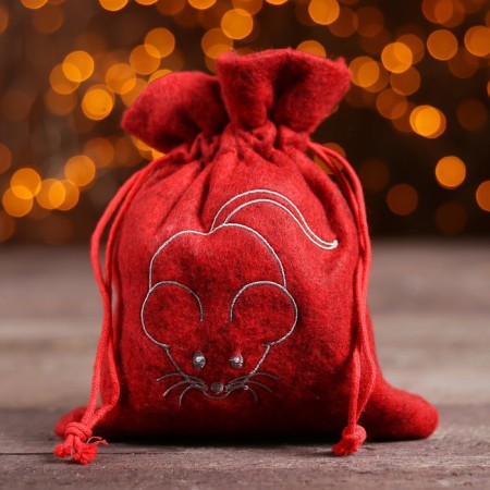 A bag for gifts "mouse", on ties, color mix